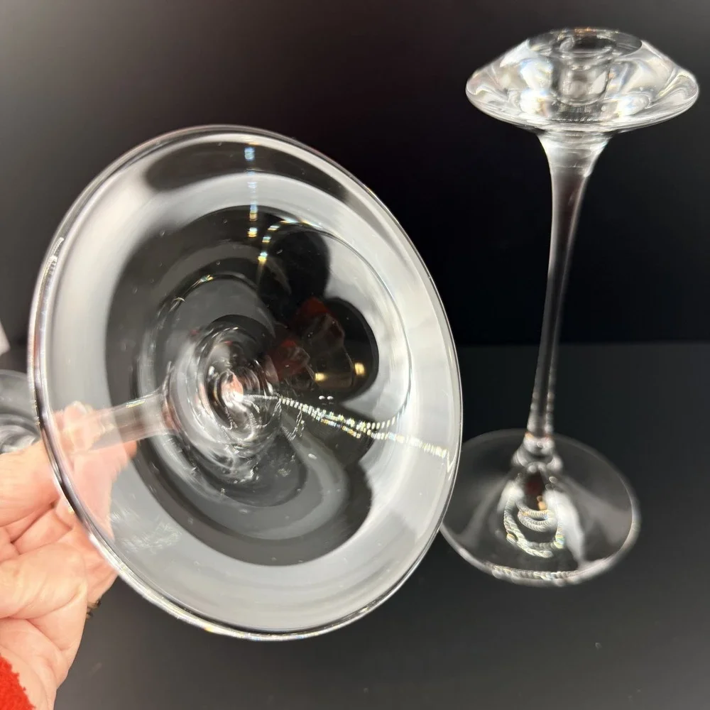 Kosta Boda Fanfare Crystal Candlesticks Pair Kjell Engman‎ Sweden